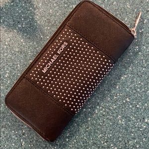 Michael Kors Black and Silver Studded Wallet
